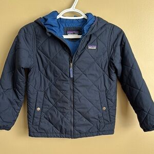 Patagonia Navy Quilted hooded insulated Jacket with Blue Lining